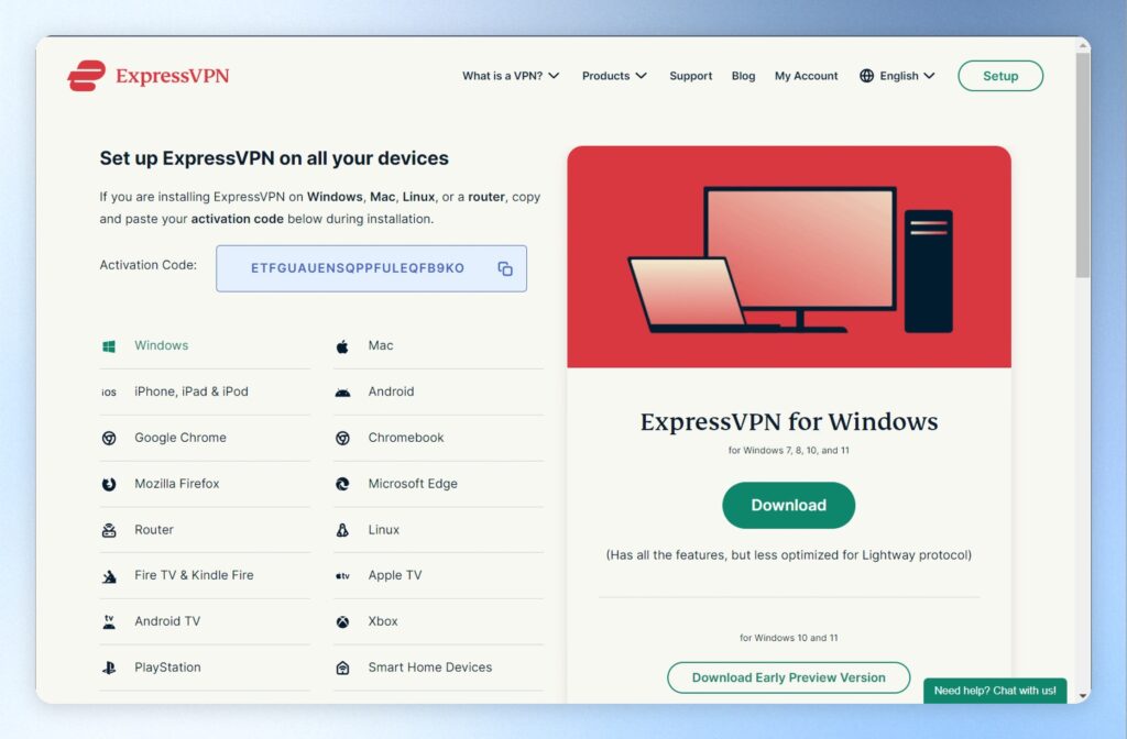 點選右上角「Setup」，進入ExpressVPN Setup畫面
