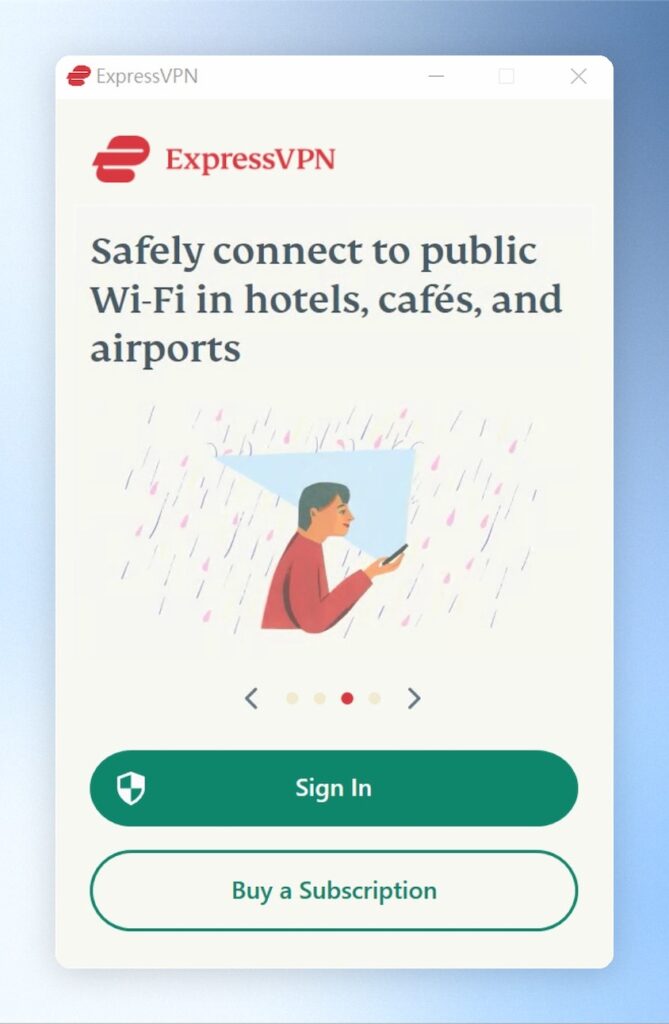  安裝完成後會自動開啟ExpressVPN，點擊「Sign In」