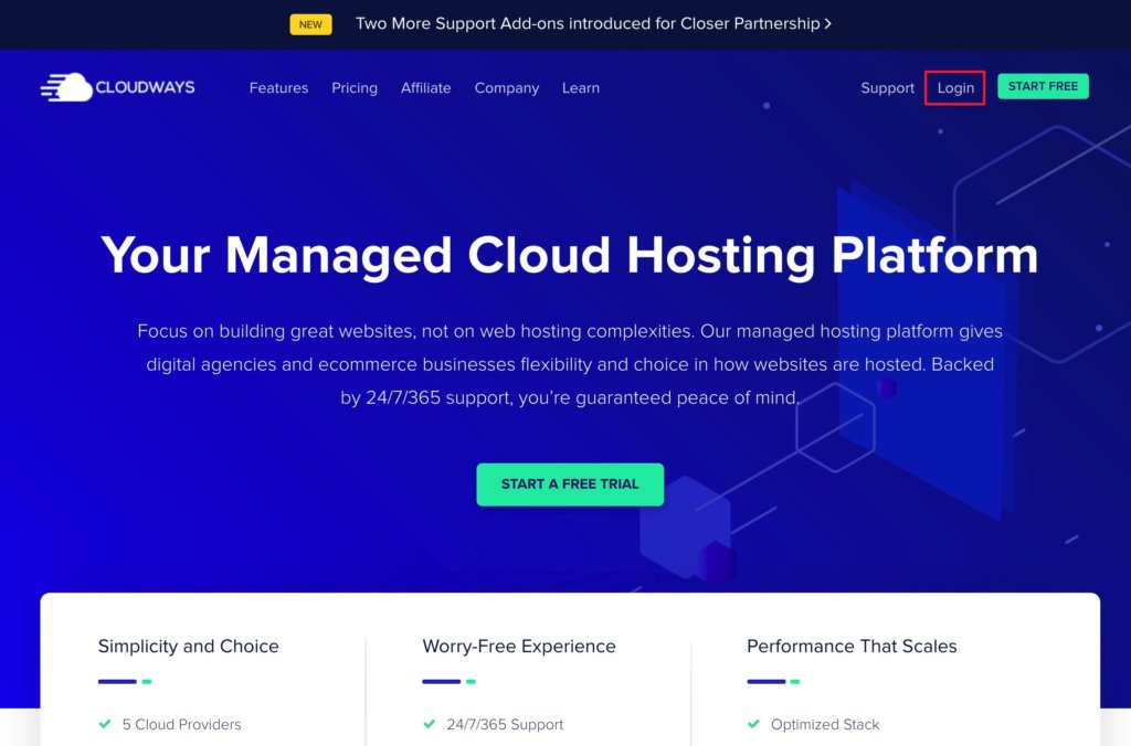 開啟Cloudways首頁