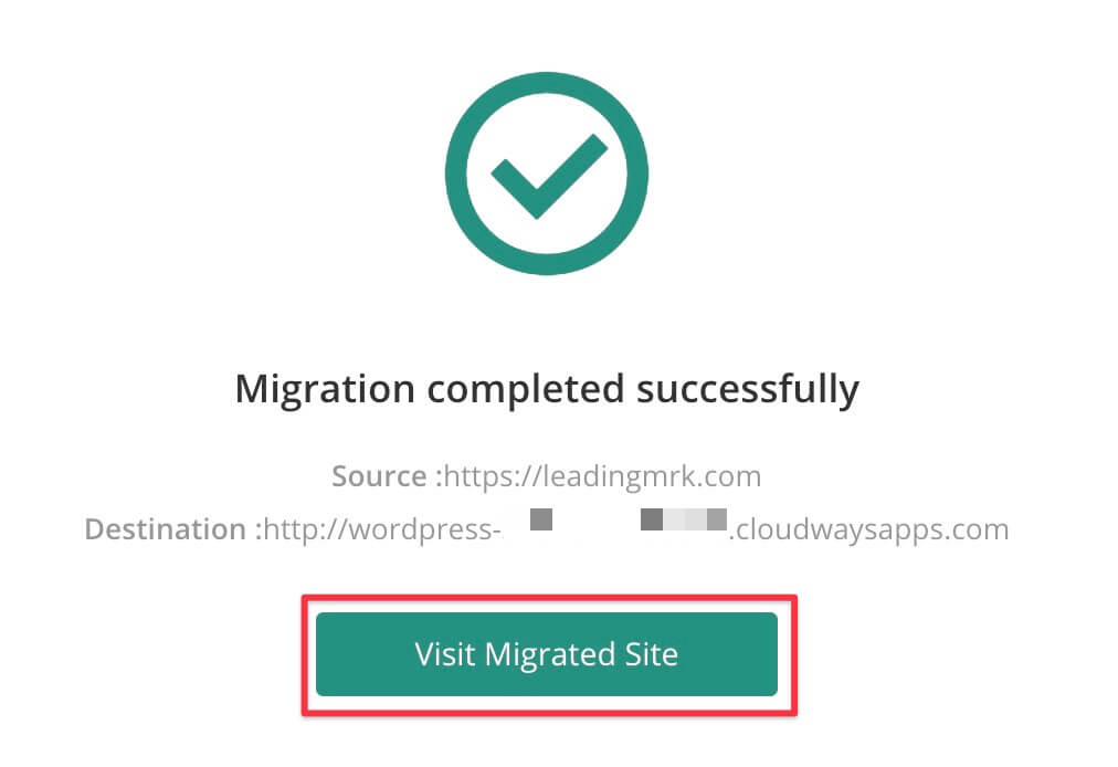 搬家完成之後點「Visit Migrated Site」