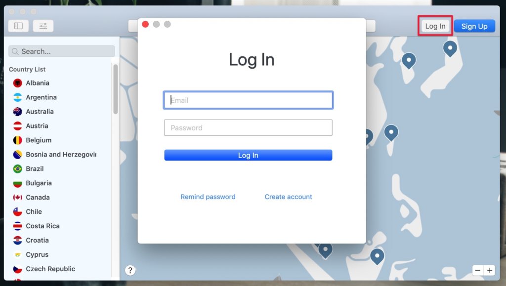 點擊右上「Log In」，輸入帳號密碼登入