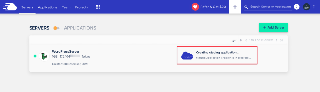 等待 Cloudways 建立完成