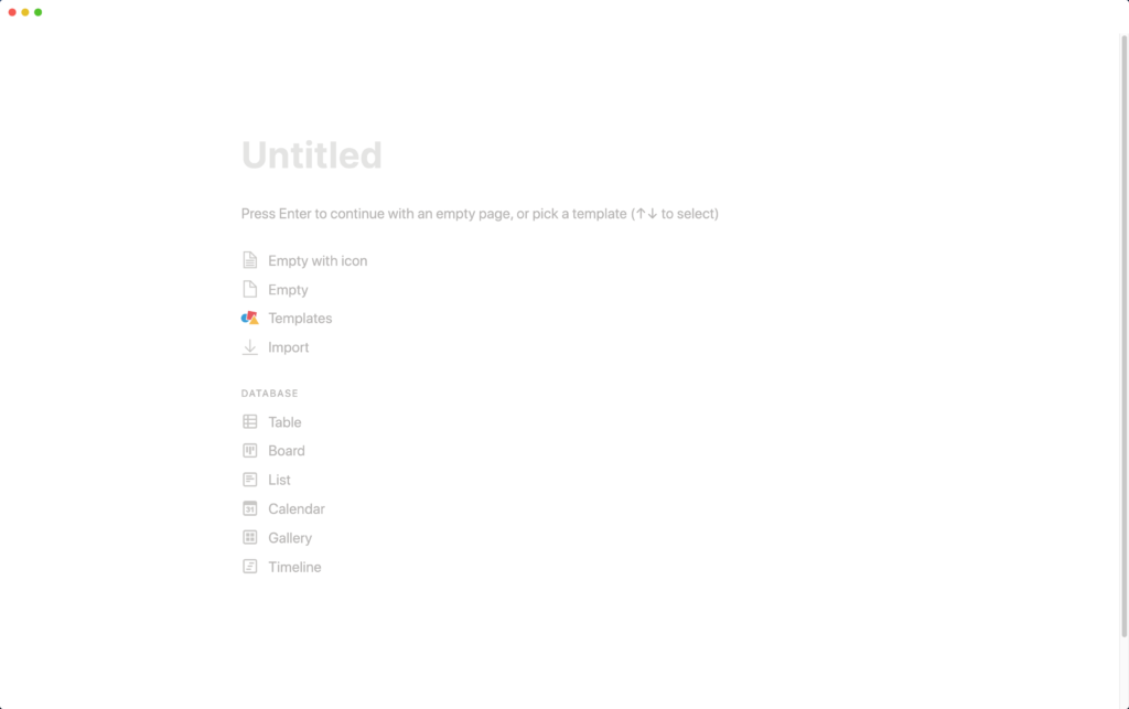 開一個新的 Notion Page