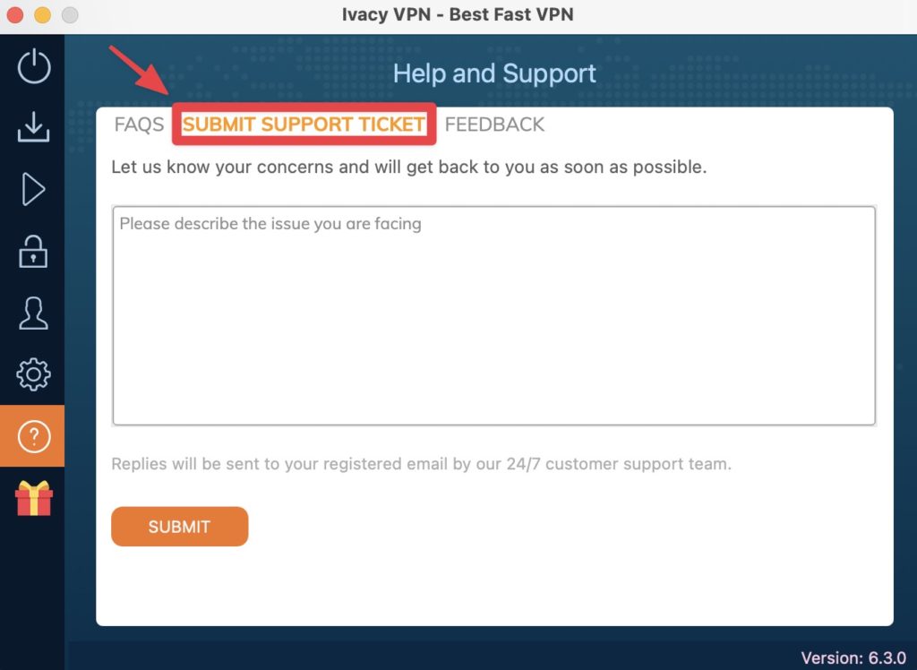 Submit support ticket 