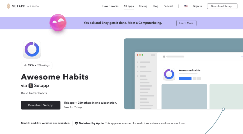 Setapp 推薦:Awesome Habits 習慣建立小幫手