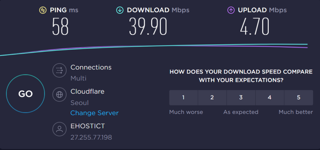 Surfshark VPN 韓國網路速度實測