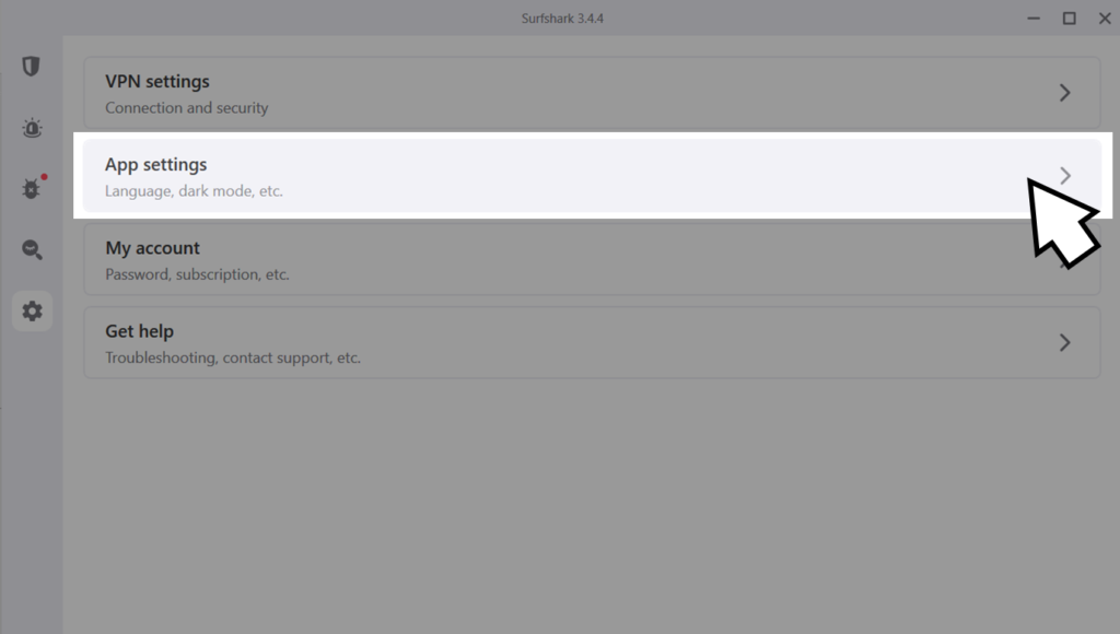App settings」