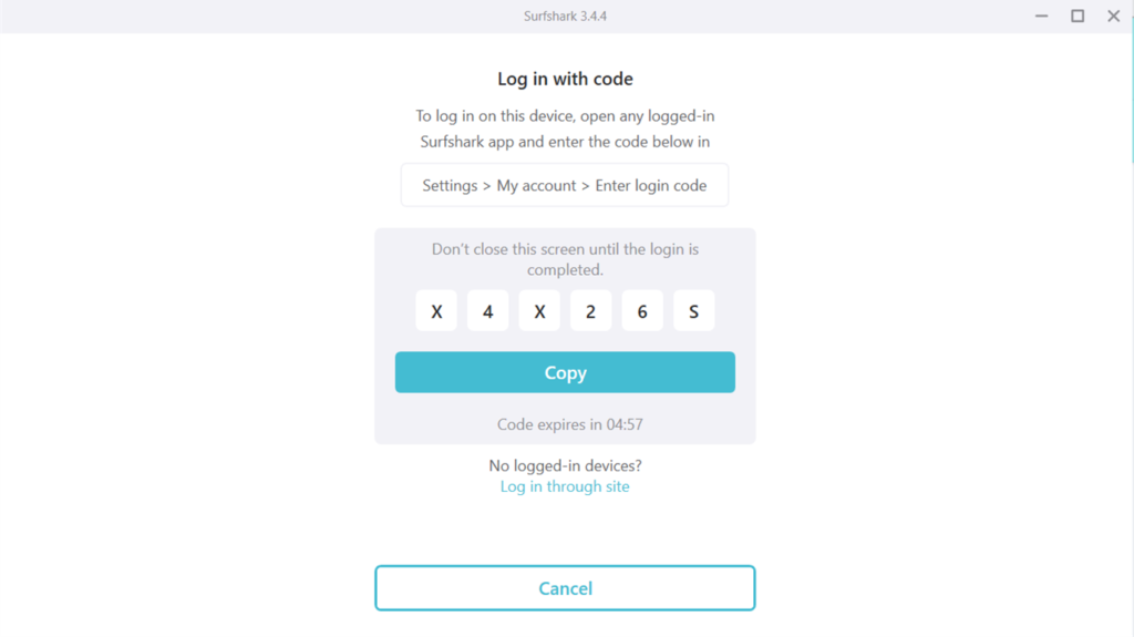 系統會出現一個 6 碼的密碼，請先到你已經登入的裝置中點選「Settings > My account > Enter login code」輸入這 6 碼的密碼後，系統就會成功自動登入你的帳號囉！
