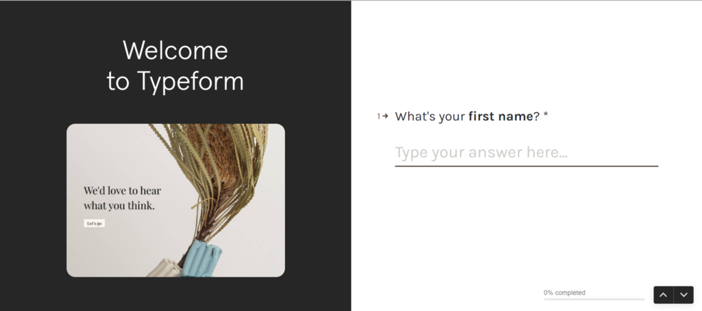 完成帳號密碼設定後,Typeform 會邀請你開始填寫姓名、需求、用途等的基本資料