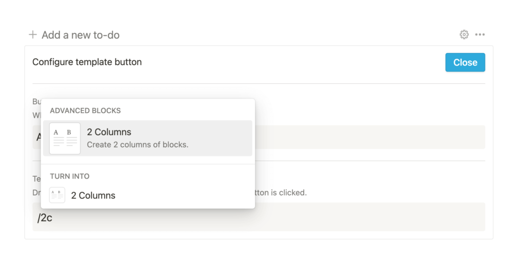【Notion 基礎功能】使用 Column 語法直接設定多欄位並排。Toggle List 、 Template Button 也適用! 9