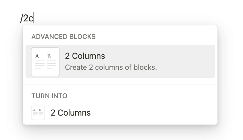 【Notion 基礎功能】使用 Column 語法直接設定多欄位並排。Toggle List 、 Template Button 也適用! 11