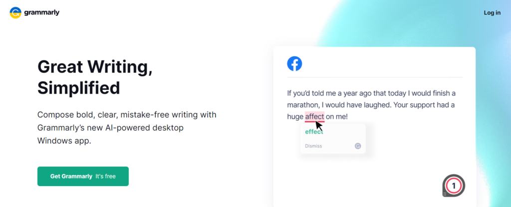 進入 Grammarly 官網，點選綠色按鈕「Get Grammarly」