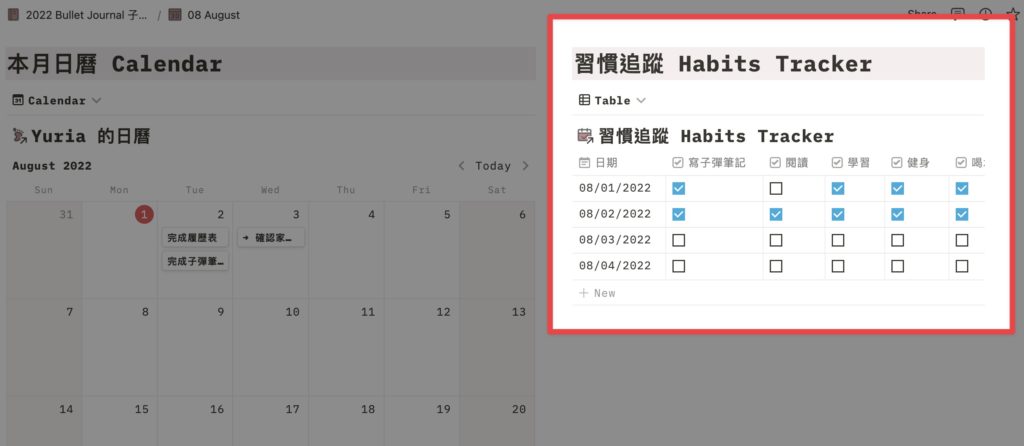 到月誌中勾選今天完成的習慣！