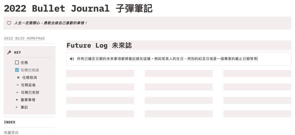 剛剛在頁面中的欄位,就會自動出現在未來誌下方喔~
