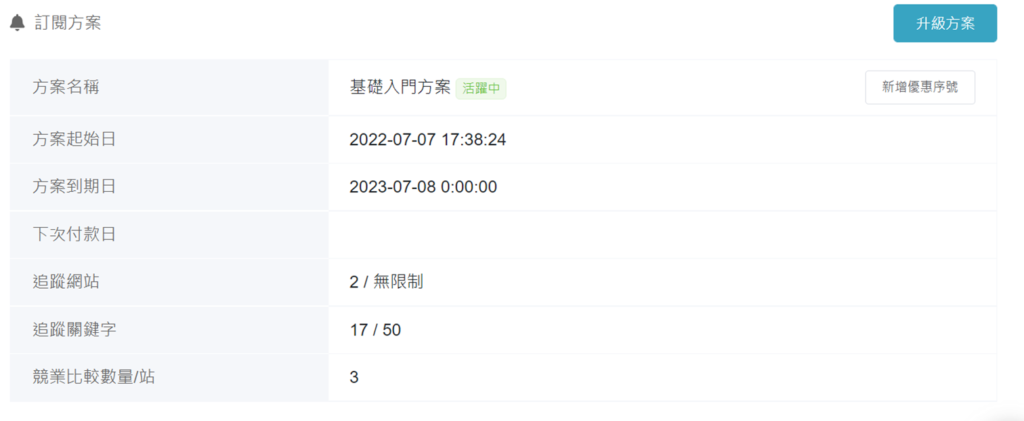 進入會員資料檢查訂閱方案,只要顯示「活躍中」就代表完成方案購買囉!