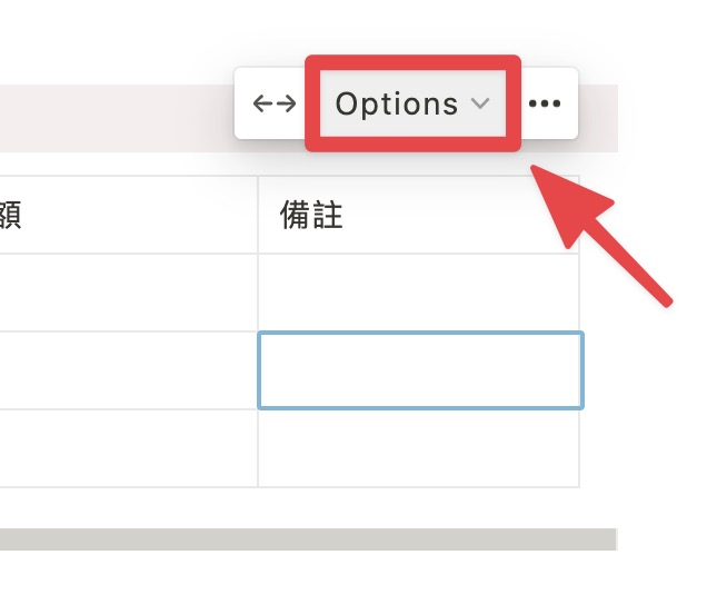 任意點擊欄位,並點擊「Options」
