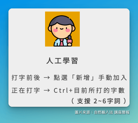 自然輸入法人工學習常用詞語