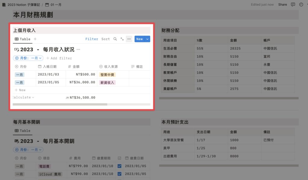 「上個月收入」小區建制