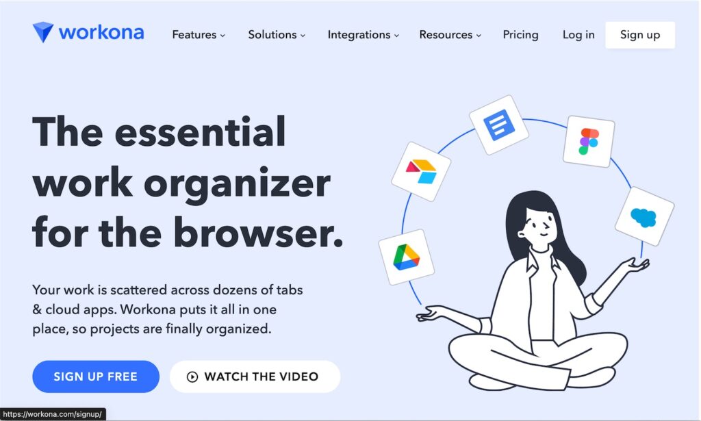 進入 Workona 官網,點選「Sign up free」