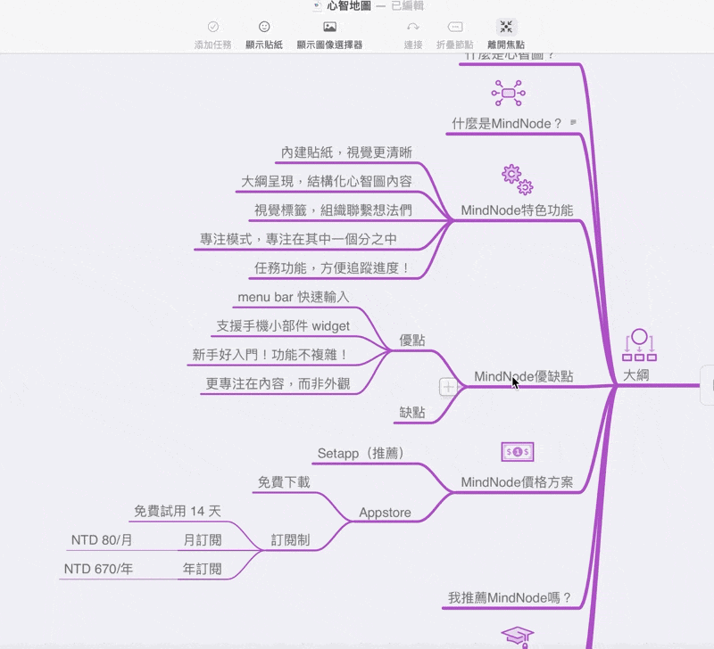 選擇節點,點擊工具列中的「折疊節點」