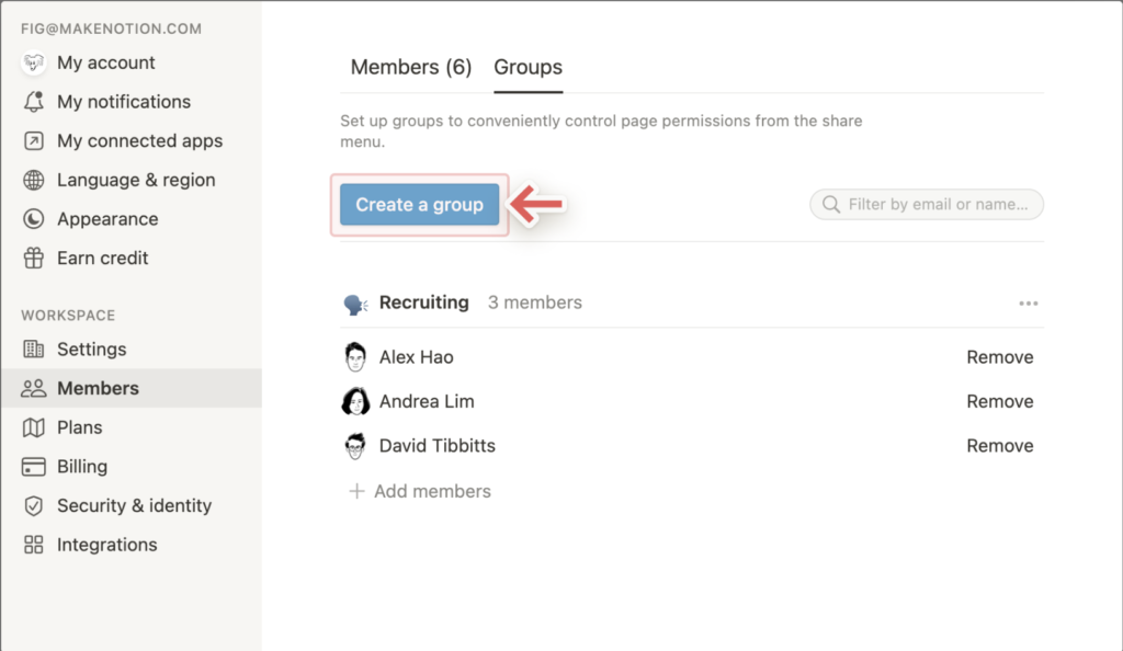 選擇上方「Group」,點擊「Create a group」
