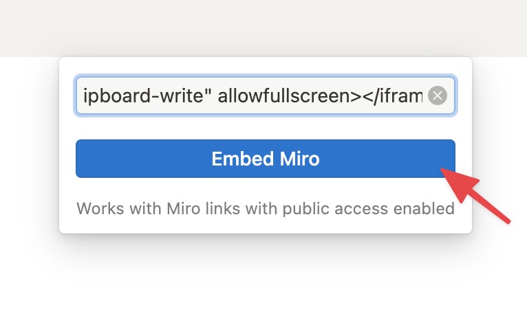貼上剛剛的嵌入碼,並點擊「Embed Miro」