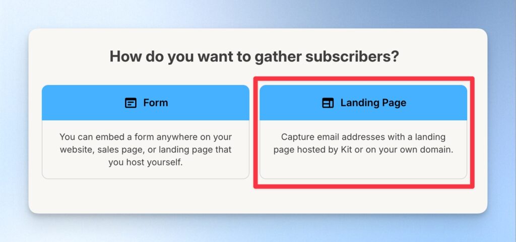 選擇「Landing Page」