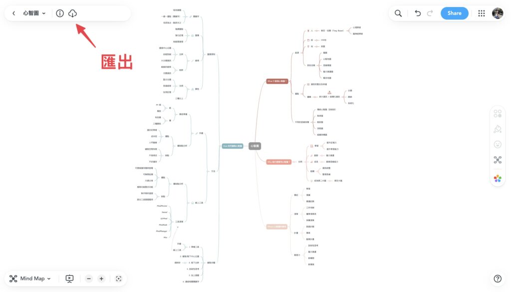 點擊編輯頁面右上角的雲朵圖示匯出
