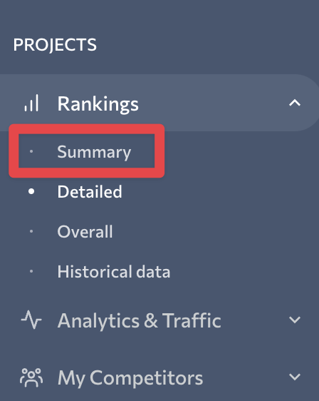 點擊側邊欄的「Summary」