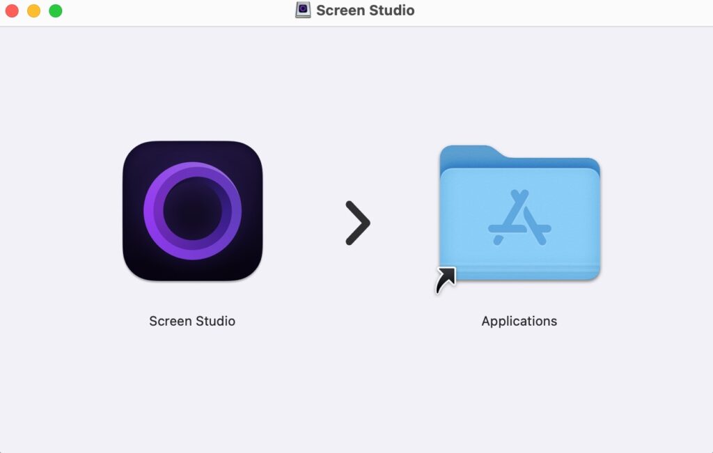 將 Screen Studio 拖曳到應用程式資料夾
