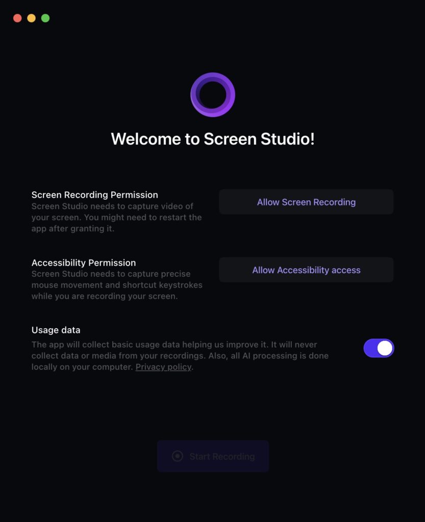 開放權限給 Screen Studio