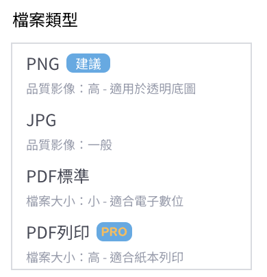 四種的檔案類型