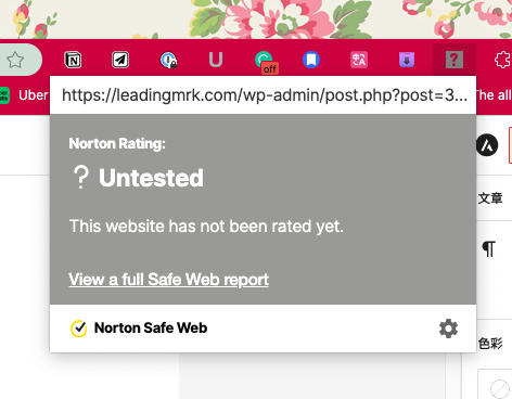如果尚無檢測成果,Norton Safe Web 會出現灰色畫面,可以稍等一下或是重新整理頁面