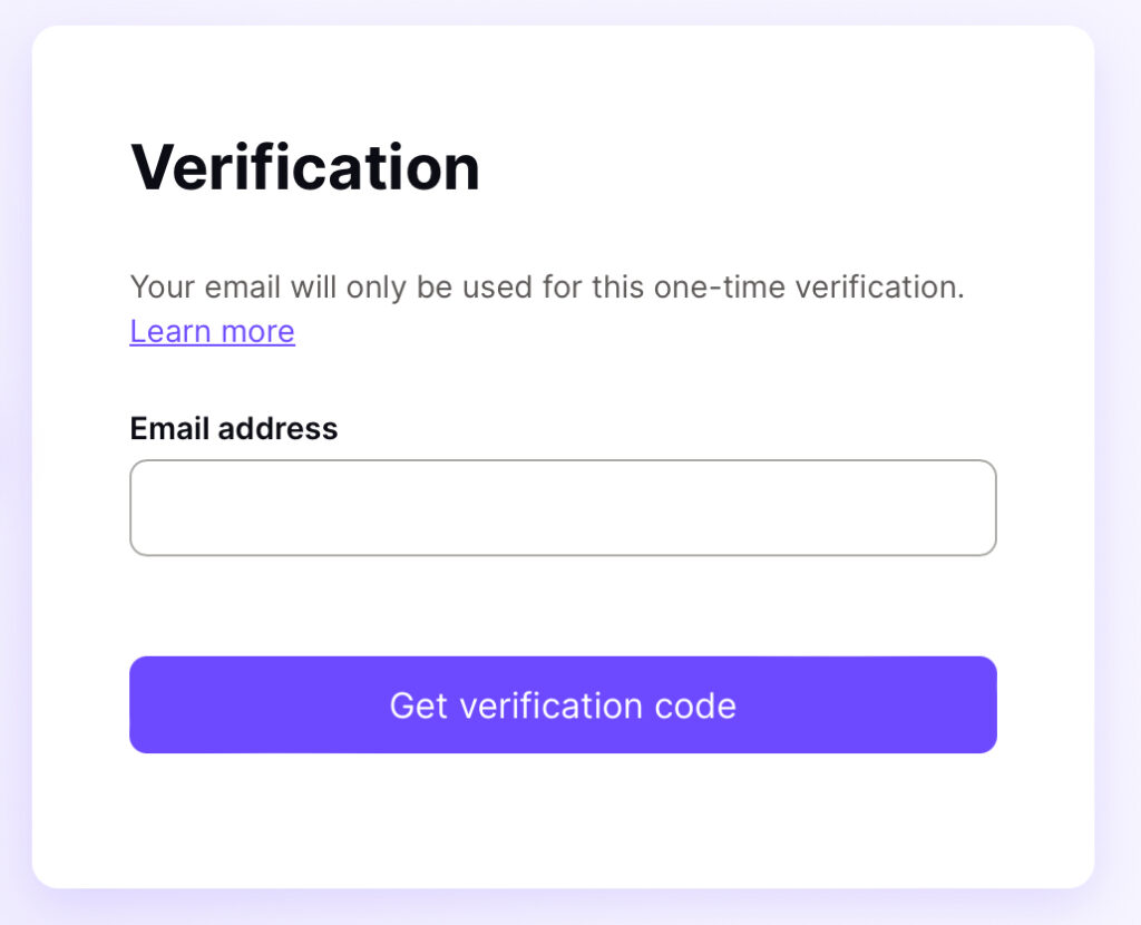 填寫可以接收驗證信件的電子信箱,點選「Get verification code」