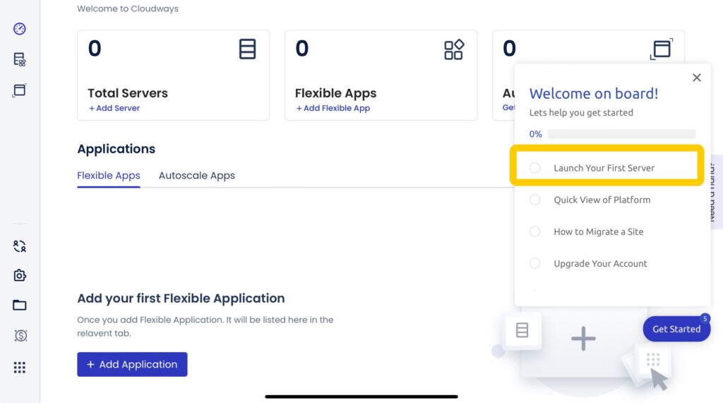 點選「Launch your first Sever」，就可以來準備架設主機和網站囉！