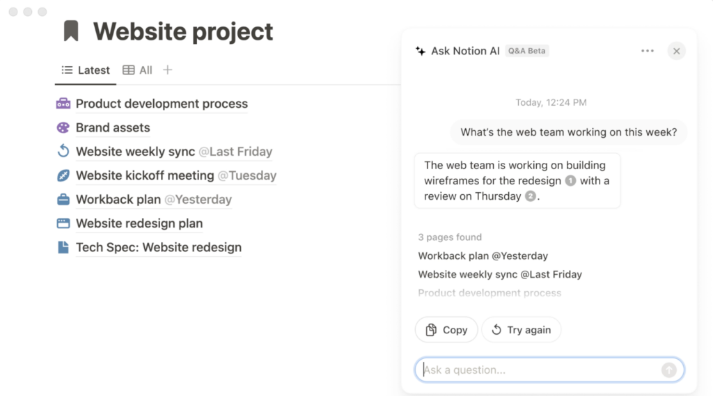 Notion AI Q&A