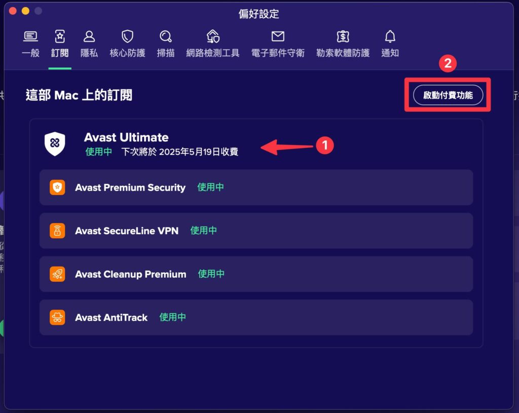 Avast 進階功能