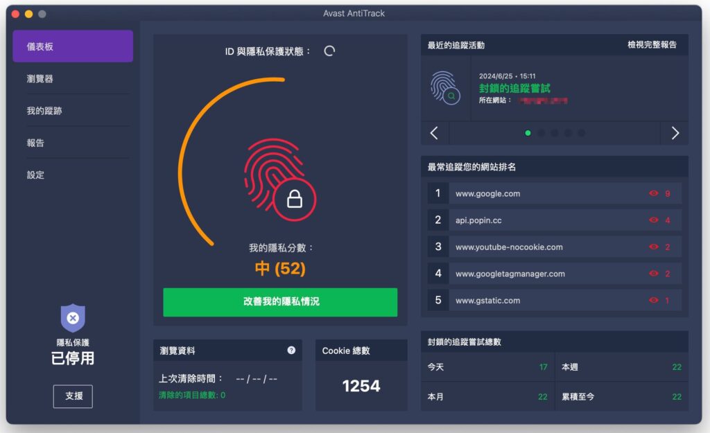 Avast 儀表板