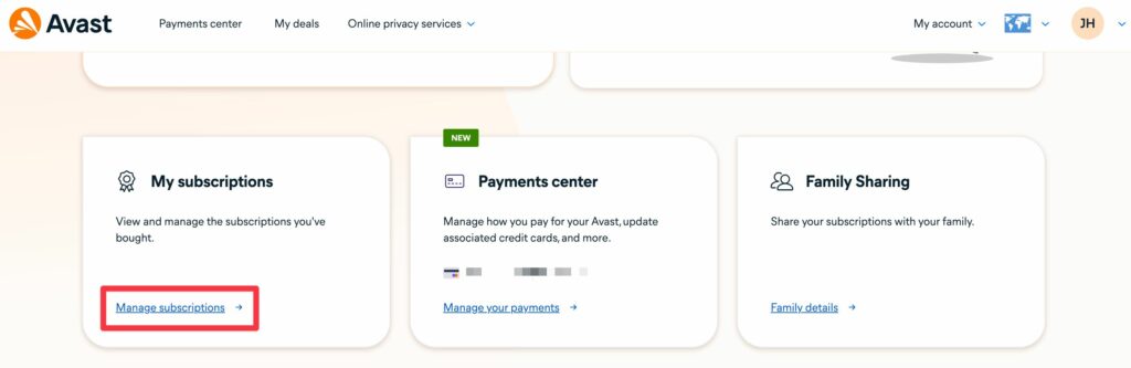 Avast 我的訂閱