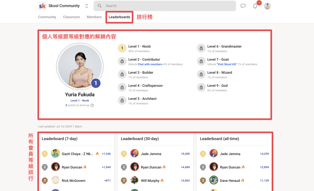 如何查看個人等級及排行榜？