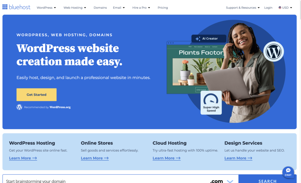 Bluehost 是一間成立於 2003 年的網路託管服務商