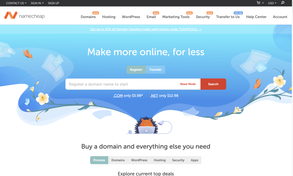 點擊下方連結進入到 NameCheap 官網