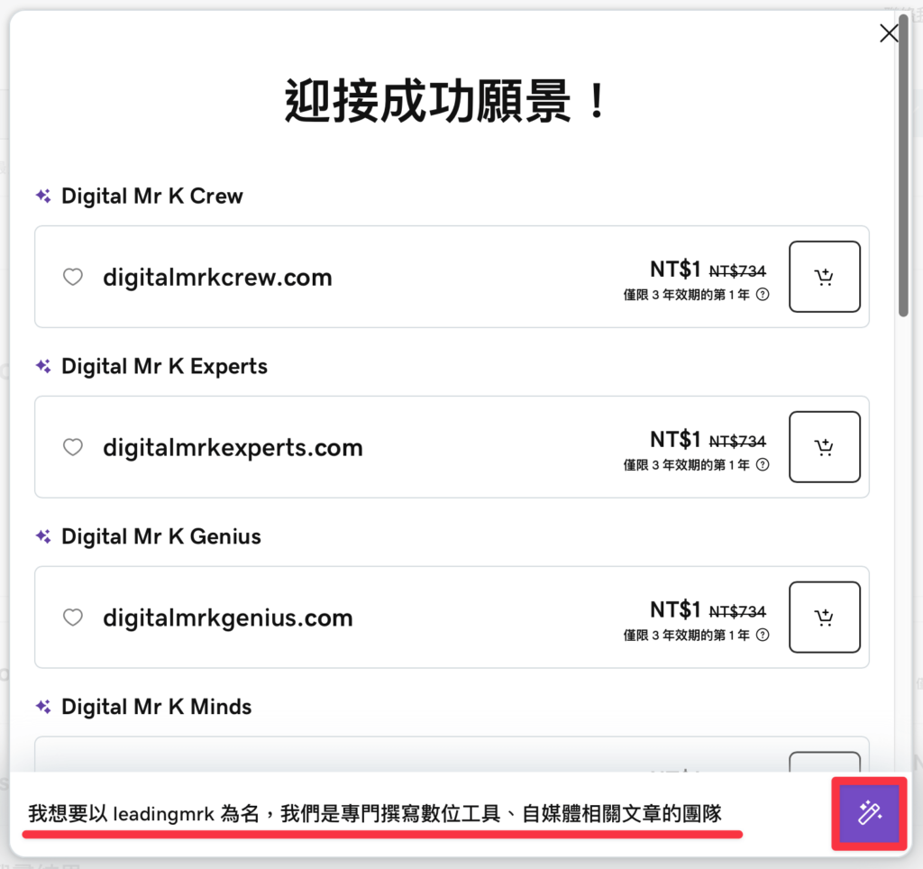 GoDaddy 網域購買教學