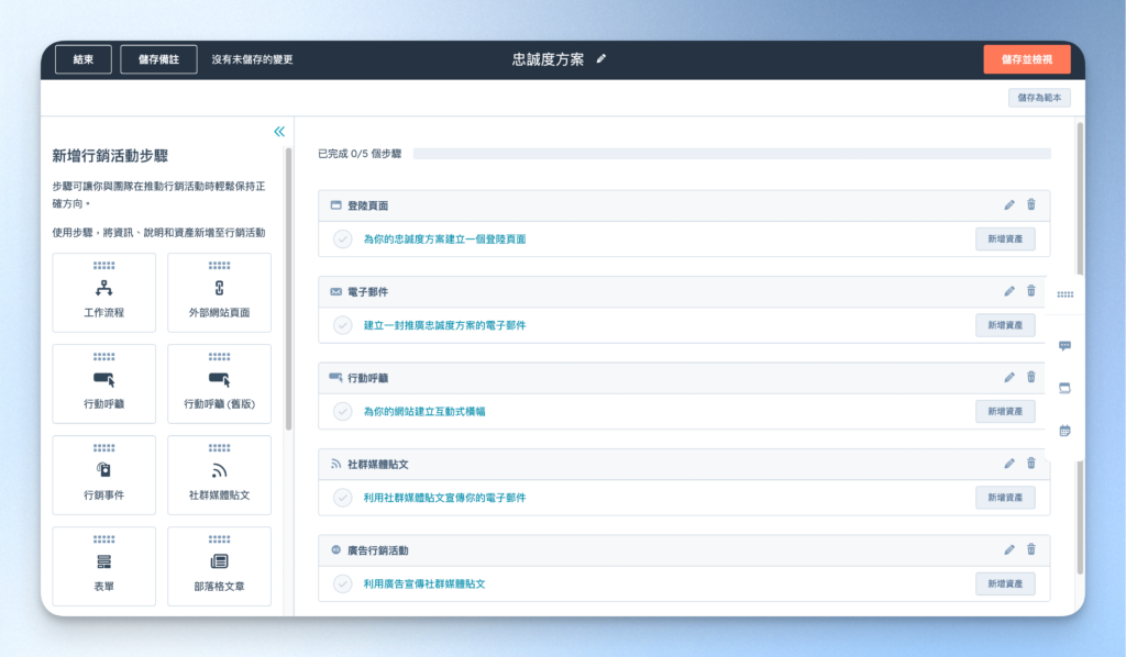 Hubspot Marketing Hub 行銷活動管理