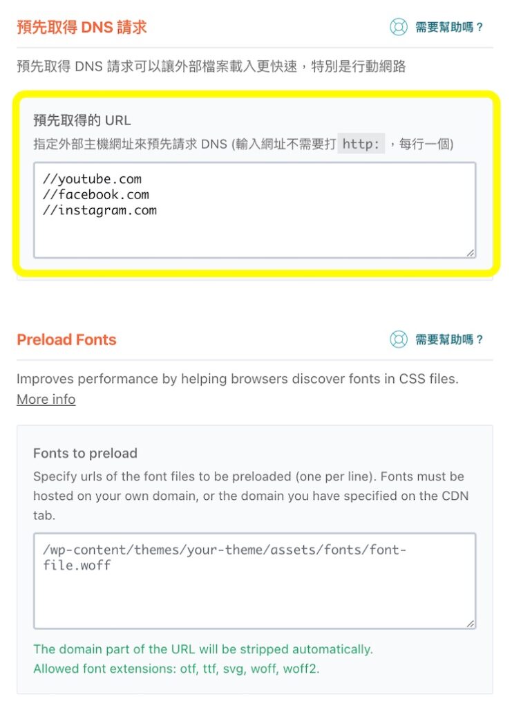 WP ROCKET 預先取得 DNS 請求
