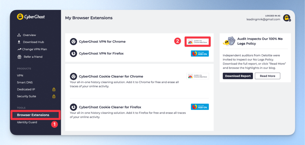 CyberGhost VPN 瀏覽器擴充功能安裝使用教學