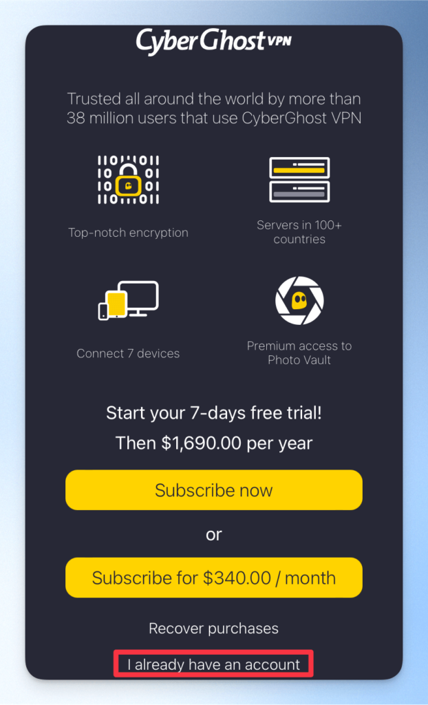 CyberGhost VPN iOS 系統安裝使用教學