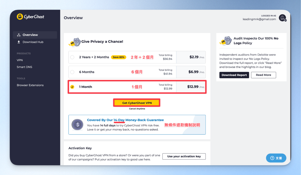 CyberGhost VPN 購買