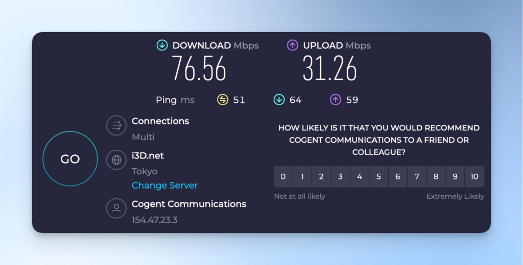 CyberGhost VPN 連線速度實測