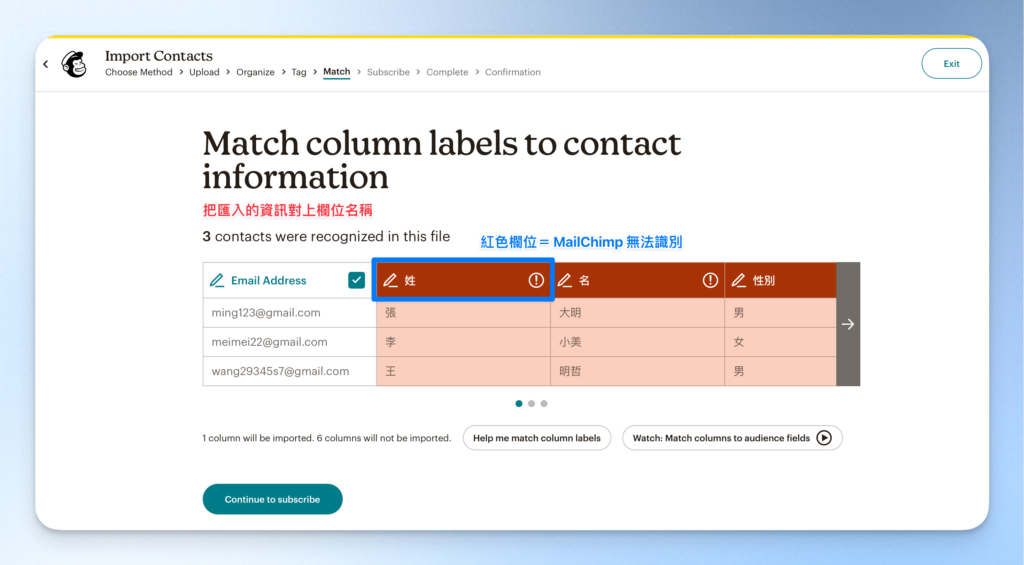 MailChimp 匯入聯絡人教學